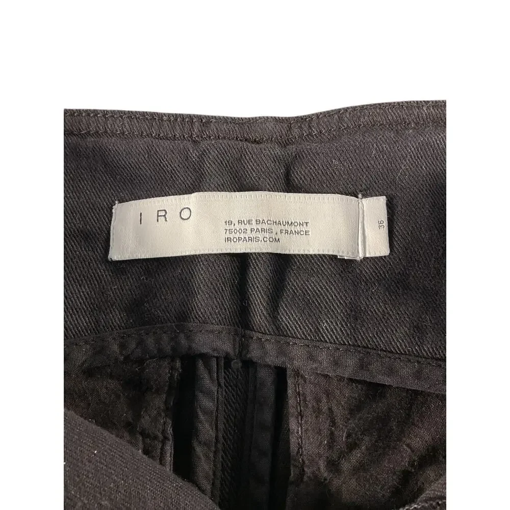 Iro Frayed Denim Black Binda Mini Skirt Size FR 36 / US 4